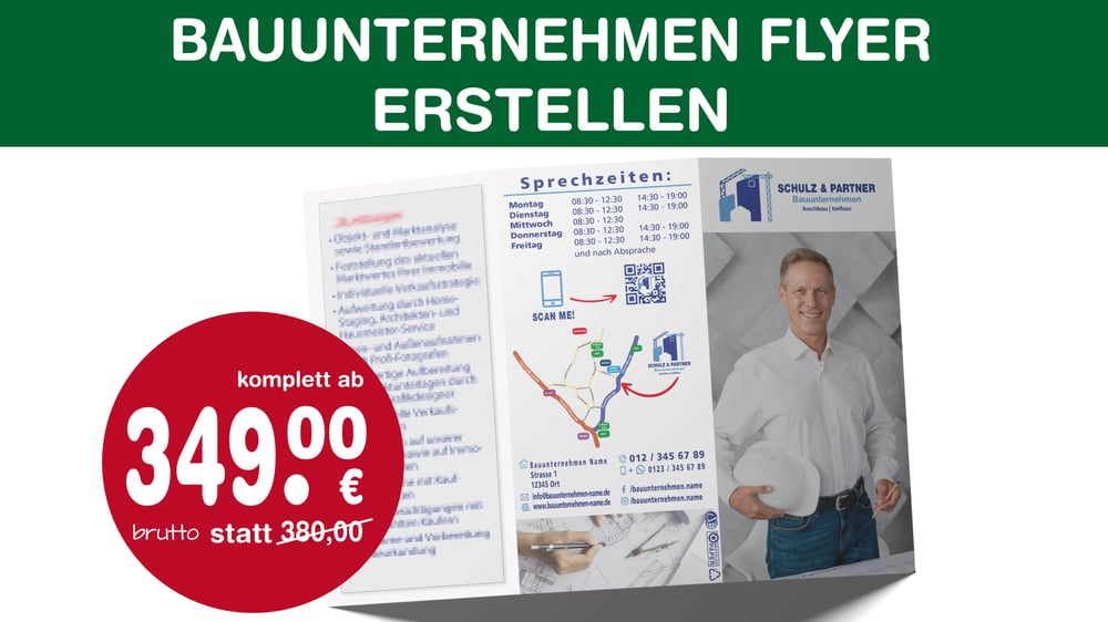 Bauunternehmen Flyer erstellen | Layout gestalten