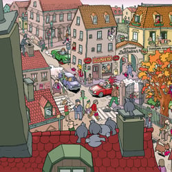 KAKTUS – Kinderzeitschrift, Wimmelbild – Illustration