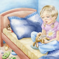 Anna weint | Bilderbuchillustration, Seite 1 | Aquarell
