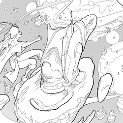 Random Space Scene (free hand drawing)