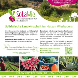Aushang mit Abreißzettel für die Solidarische Landwirtschaft Wiesbaden (SoLaWie)