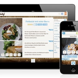 Rezept Detail Ansicht mit Nährwertangaben, Bildergalerie, detaillierter Beschreibung, Einkaufsliste und weiteren Funktionen.