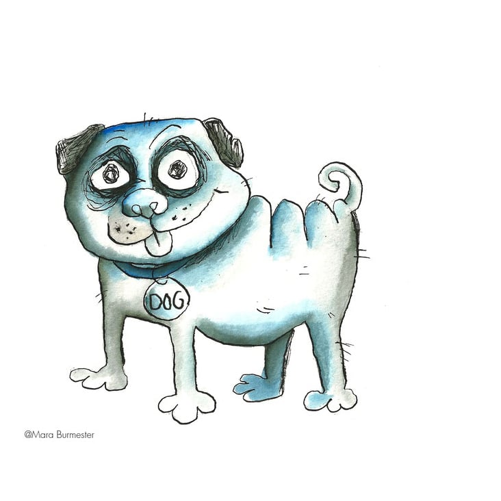 „Mops“ (Illustration für einen Kinderbuchentwurf)