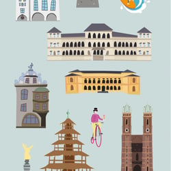 Illustration und Design eines „Metropolis München“-Spielteppichs // Einzelillustrationen