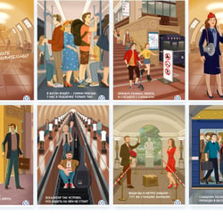 Illustrations for the Saint Petersburg Metro Anniversary:“The Metro’s Unwritten Rules”