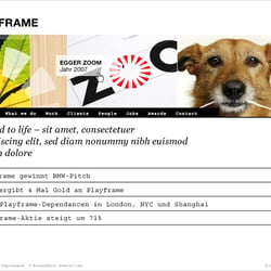 Corporate Website PLAYFRAME, Entwurf