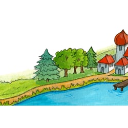 Landschaft mit See