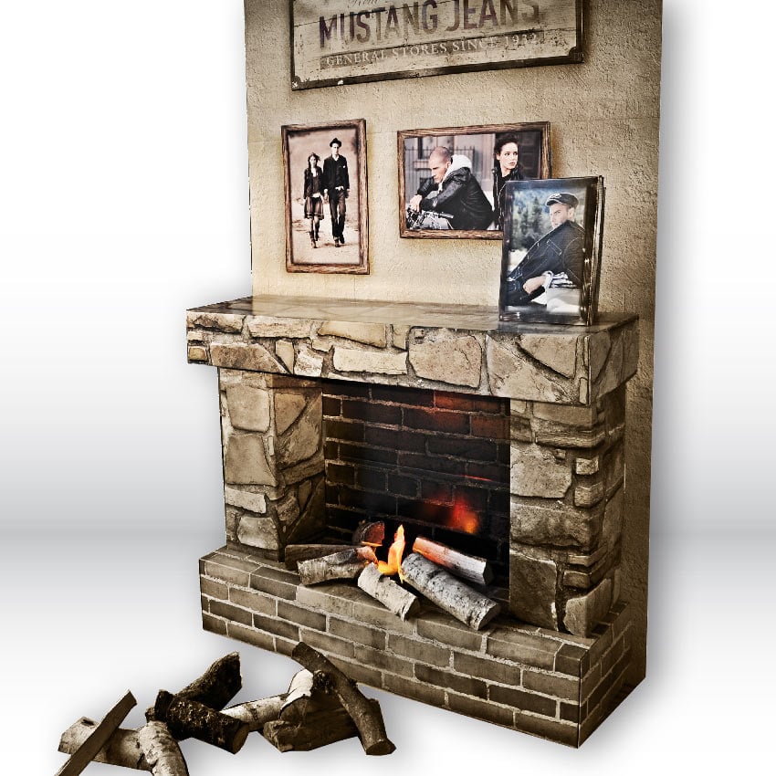 POS Mustang Jeans Kamin Alaska Blockhütte