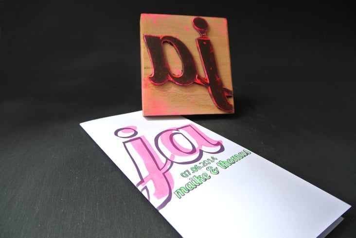 Hochzeits-Papeterie | JA | neon | Stempel | Einladung