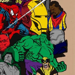 Marvel Superheroes (Poster Composition) retro colors