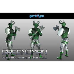 3D Greenmano Krieger Character Modeling