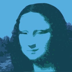 Mona Lisa grafisch blau