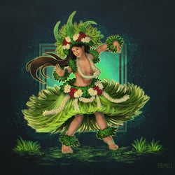 Hula-Göttin Laka, Characterdesign