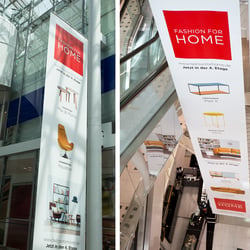 Hängendes Banner in der Frankfurter Zeilgalerie