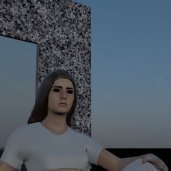 Woman in front of a wall