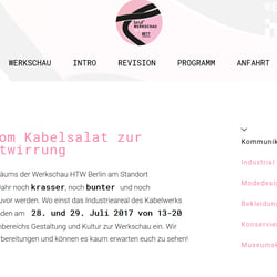 Intro der Werkschau, Übersicht der Studiengänge