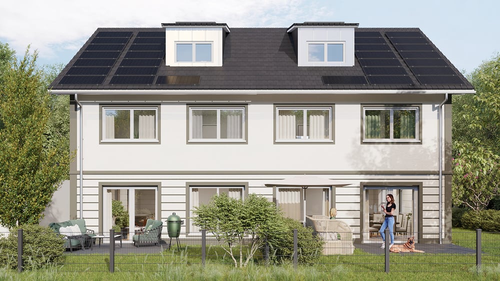 Wohnhaus auf der Rückseite mit Terrasse