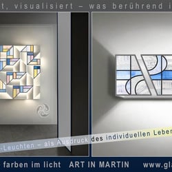 Glaskunst-Inszenierungen in der Architektur – Farben im Licht (Leuchten /Lampen)