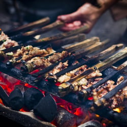 Cha being grilled.