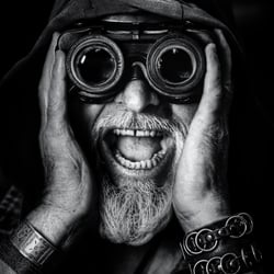 B&W Portrait – The Crazy Pilot