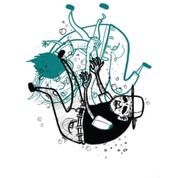 illustrationsreihe zu „gone to water“ // visualisierung der fortschreitenden demenz des hauptcharakters durch schlüsselszenen
