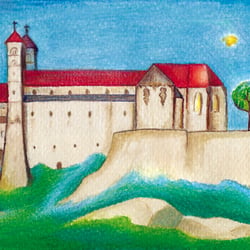 „Stiftskirche“ Buntstift auf Aquarellkarton