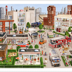 Wimmelbild Henkel Kinderbuch – Aquarell