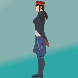 Militar girl side view