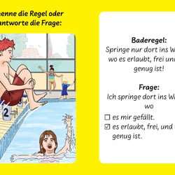 Frage-Antwortkarte zum Spiel „Schwimmen macht Spaß!“
