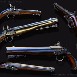 18th Century Flintlock Pistol Render