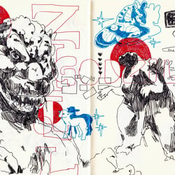„Godzilla“   2024   Fineliner und Marker auf Papier   148mm x 210mm