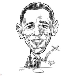 Karikatur Obama Schwarzweiss von Ian David Marsden