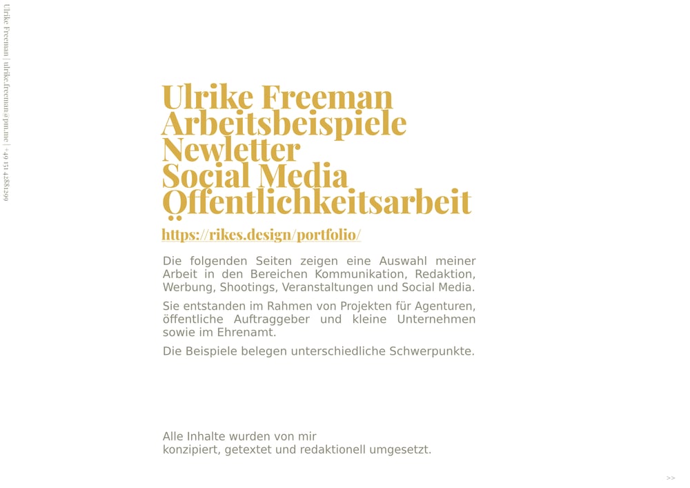 PDF mit Arbeitsbeispielen und Links unter rikes.design/referenzen
