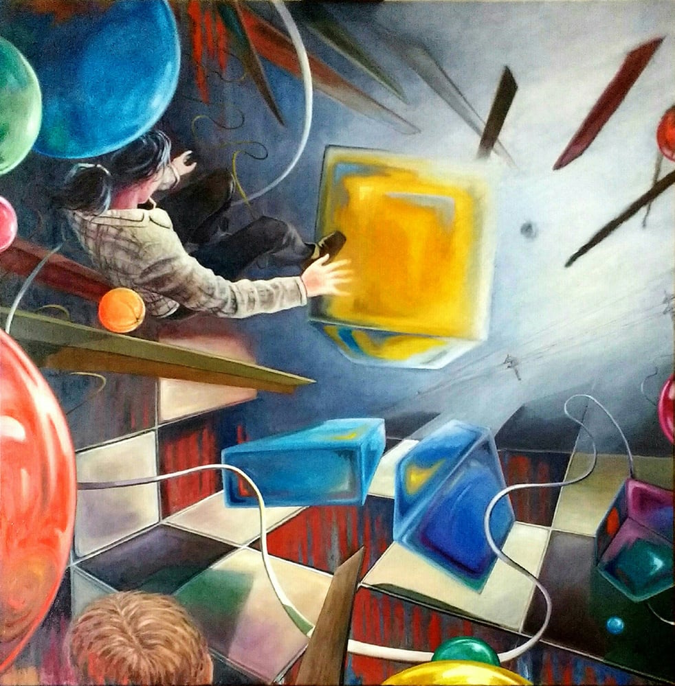 „Sog“, Öl auf Leinwand, 100×100cm, 2019