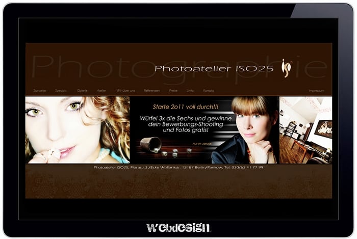 Internetpräsens für Photoatelier ISO25