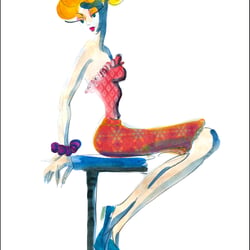 Fashion illustration, watercolour and pencil, photoshop