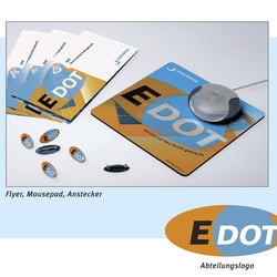 Logoentwicklung, Messeflyer und Give Aways für Serviceabteilung EDOT
