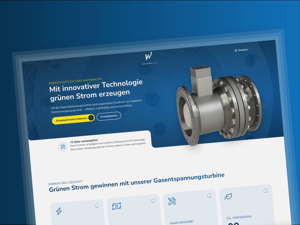 Premium-Produktseite mit klarer digitaler Inszenierung und Neos CMS