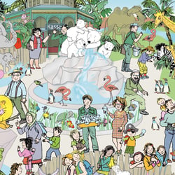 Wimmelbild Kinder- und Familienbildung Thema Zoo