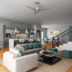Modernes Interieur Wohnzimmer und Küche