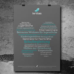 Typografische umsetzung in Form eines Schmetterlings für lenitas gGmbH, Karlsruhe