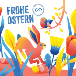 illustriertes Postkarten-Motiv zu Ostern