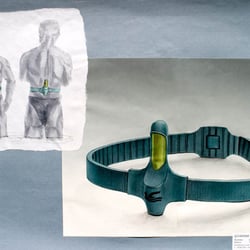 Baderettungshilfe für Schwimmbäder, Wassersportler, Segler, Surfer. Aufblasbarer Airbag mit Druckgaspatrone