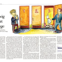 „Und ewig meckert die Ziege – das Sogenannte Ziegenproblem, eine Illustration für „Die Zeit von Niels Schröder.