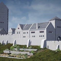 Die Hauptburg mit Palasbau und Burggarten