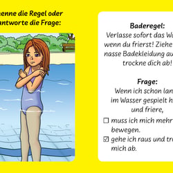 Frage-Antwortkarte zum Spiel „Schwimmen macht Spaß!“