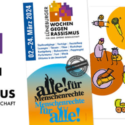 Logodesign, Flyergestaltung und Webdesign für die Lüneburger Wochen gegen Rassismus