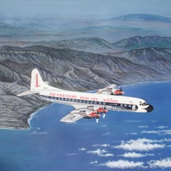 Lockheed Electra der Eastern Airlines 1950er Jahre / Acryl auf Ölkarton