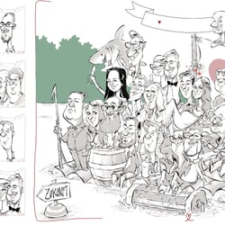 Gruppenkarikatur Hochzeit