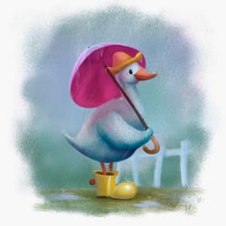 Gans mit Regenschirm – Vignette